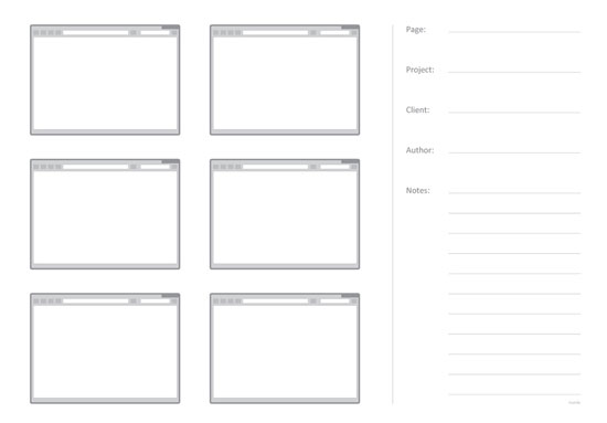 Web Sketching Template – 6 pages