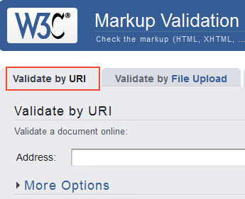 Опцията Validate by URI е избрана по подразбиране.