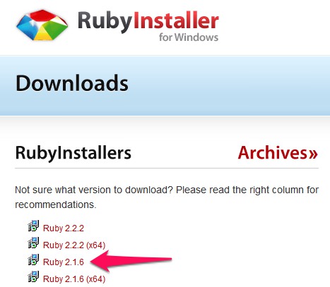Сваляне на Ruby версия 2.1.6